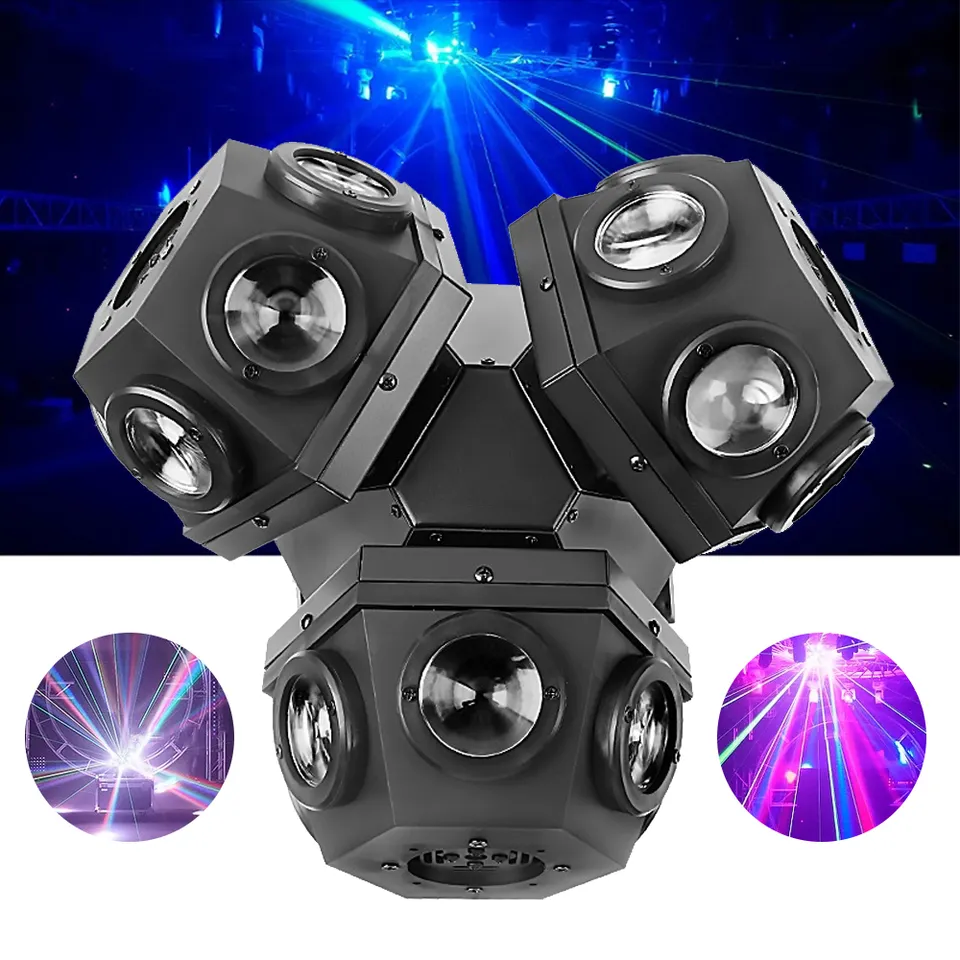 dj laser stage night club light led 18pcs 10w 3pcs head moving head beam disco dj laser projector light for ktv bar